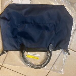 Longchamp Navy Tote with Black Accents